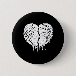 Skeleton Hands Heart – Gothic Heart Classic Ronde Button 5,7 Cm