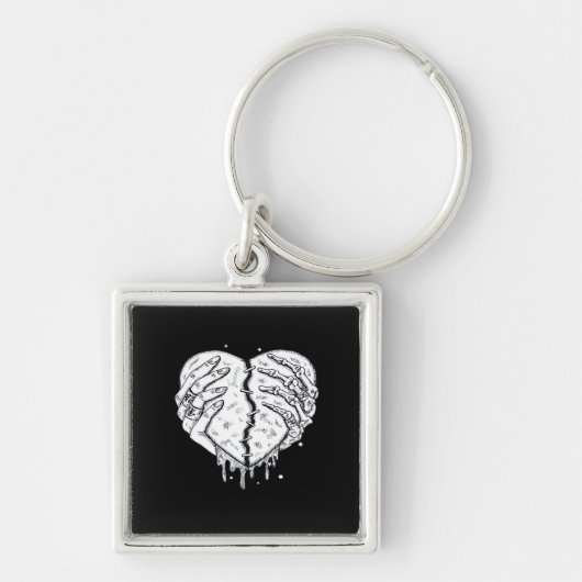 Skeleton Hands Heart – Gothic Heart Classic Sleutelhanger (Voorkant)