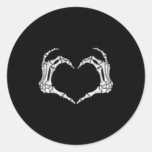 Skeleton Hands Heart Halloween Rock Costume Men Wo Ronde Sticker (Voorkant)