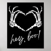 Skeleton Hands Heart Hey Boo Funny Halloween Men W Poster (Voorkant)
