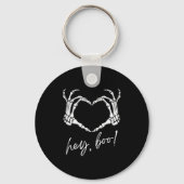 Skeleton Hands Heart Hey Boo Funny Halloween Men W Sleutelhanger (Voorkant)