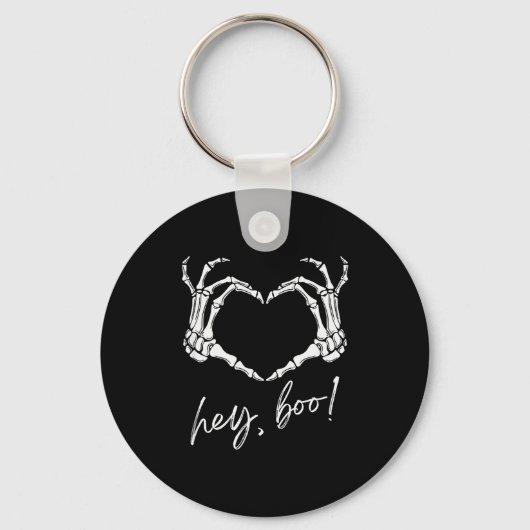 Skeleton Hands Heart Hey Boo Funny Halloween Men W Sleutelhanger (Voorkant)