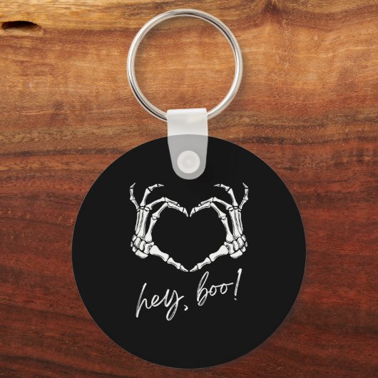 Skeleton Hands Heart Hey Boo Funny Halloween Men W Sleutelhanger (Voorkant)