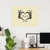 Skeleton Hands Heart Shape Custom Weddenschap Post Poster (Thuiskantoor)