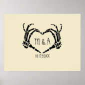 Skeleton Hands Heart Shape Custom Weddenschap Post Poster (Voorkant)