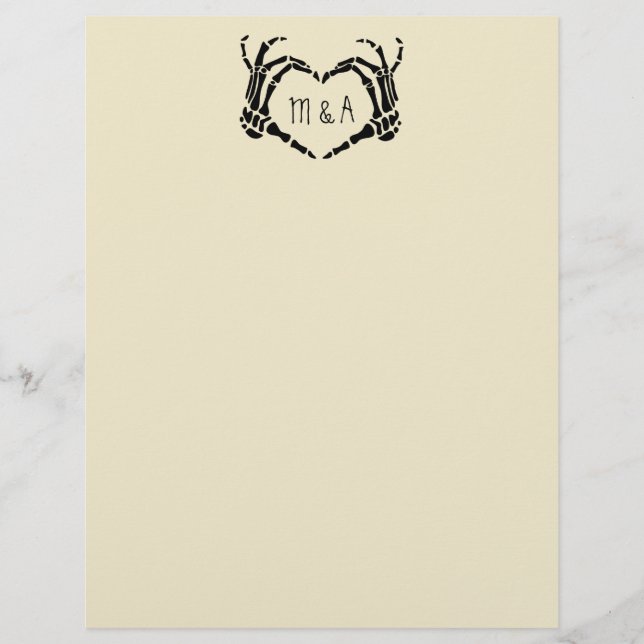 Skeleton Hands Heart Shape Custom Wedding Briefhoofd (Voorkant)