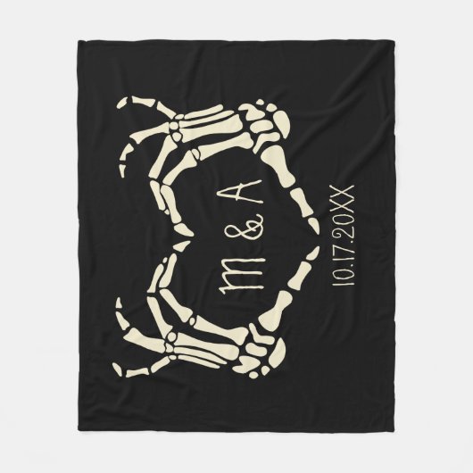 Skeleton Hands Heart Shape Custom Wedding Fleece Deken (Voorkant)