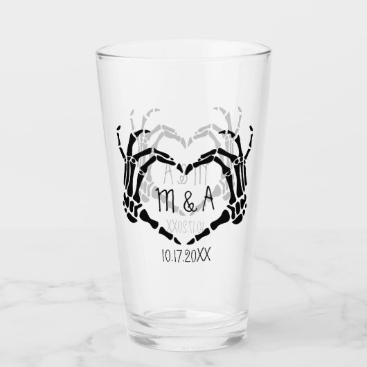 Skeleton Hands Heart Shape Custom Wedding Glas (Voorkant)