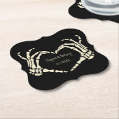 Skeleton Hands Heart Shape Custom Wedding Kartonnen Onderzetters (Gekanteld)