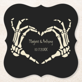 Skeleton Hands Heart Shape Custom Wedding Kartonnen Onderzetters