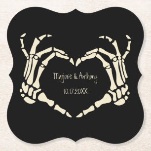 Skeleton Hands Heart Shape Custom Wedding Kartonnen Onderzetters