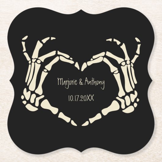 Skeleton Hands Heart Shape Custom Wedding Kartonnen Onderzetters (Voorkant)