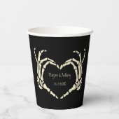 Skeleton Hands Heart Shape Custom Wedding Papieren Bekers (Achterkant)