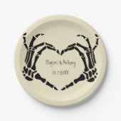Skeleton Hands Heart Shape Custom Wedding Papieren Bordje (Voorkant)