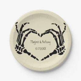 Skeleton Hands Heart Shape Custom Wedding Papieren Bordje