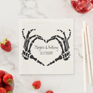 Skeleton Hands Heart Shape Custom Wedding Servet