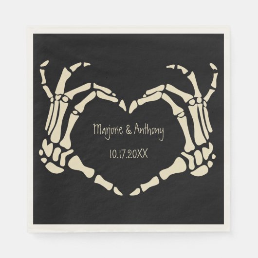 Skeleton Hands Heart Shape Custom Wedding Servet (Voorkant)