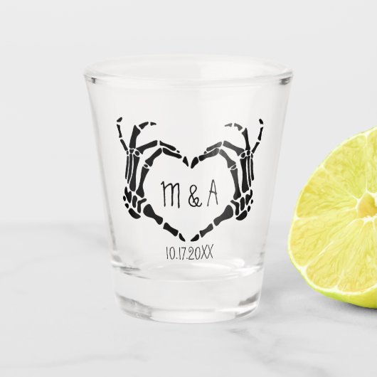 Skeleton Hands Heart Shape Custom Wedding Shot Glas (Voorkant)