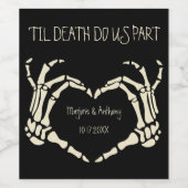 Skeleton Hands Heart Shape Custom Wedding Wijn Etiket (Enkel label)