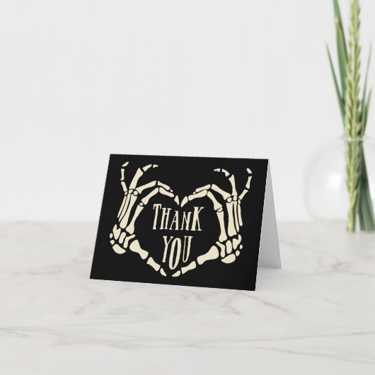 Skeleton Hands Heart Shape Gothic Wedding Bedankkaart (Voorkant)