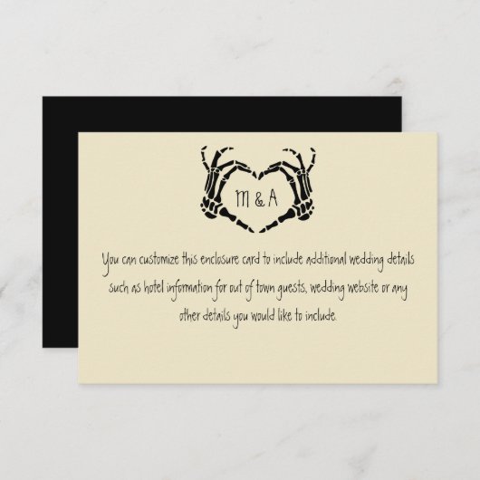 Skeleton Hands Heart Shape Wedding Informatiekaartje (Voorkant / Achterkant)