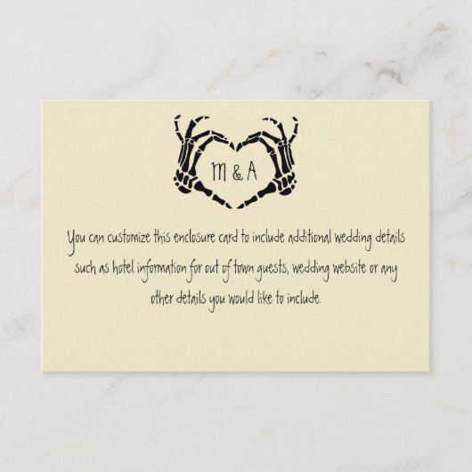 Skeleton Hands Heart Shape Wedding Informatiekaartje (Voorkant)