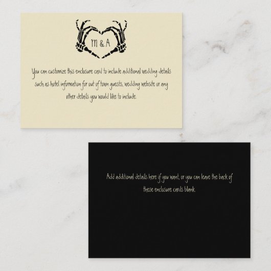 Skeleton Hands Heart Shape Wedding Informatiekaartje (Voorkant / Achterkant)