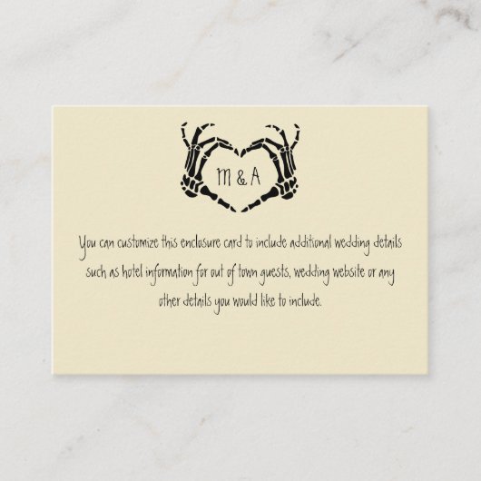 Skeleton Hands Heart Shape Wedding Informatiekaartje (Voorkant)