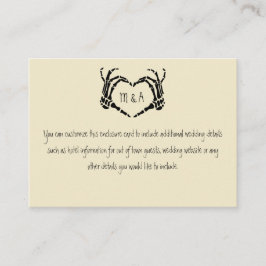 Skeleton Hands Heart Shape Wedding Informatiekaartje