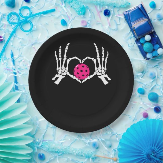 Skeleton Hands Heart Sign Funny Pickle Valentijns Papieren Bordje (Feest)