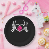 Skeleton Hands Heart Sign Funny Pickle Valentijns Papieren Bordje (Feest)