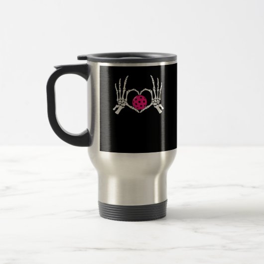 Skeleton Hands Heart Sign Funny Pickle Valentijns Reisbeker (Links)