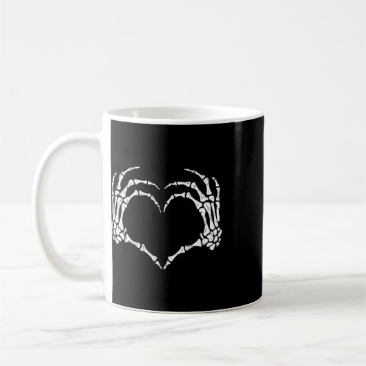 Skeleton Hands Heart Sign Halloween Kostuum Mannen Koffiemok (Links)