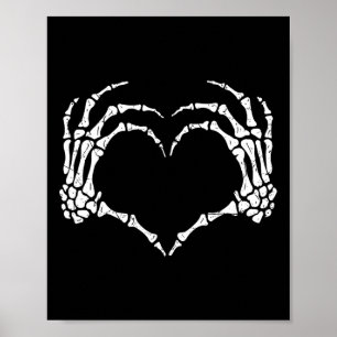 Skeleton Hands Heart Sign Halloween Kostuum Mannen Poster