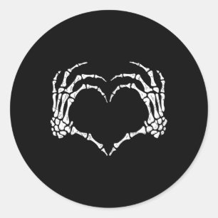 Skeleton Hands Heart Sign Halloween Kostuum Mannen Ronde Sticker