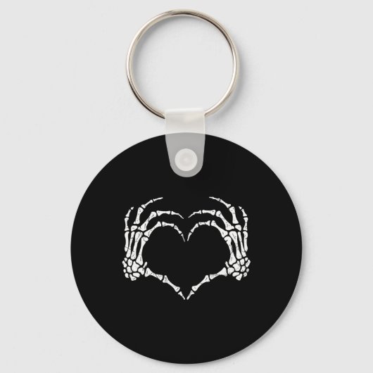 Skeleton Hands Heart Sign Halloween Kostuum Mannen Sleutelhanger (Voorkant)