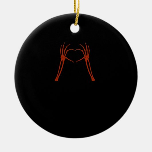 Skeleton Hands Heart Sign Kostuum Grappig Hallowee Keramisch Ornament (Voorkant)