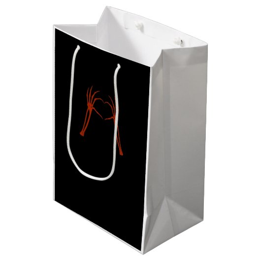 Skeleton Hands Heart Sign Kostuum Grappig Hallowee Medium Cadeauzakje (Voorkant Gekanteld)