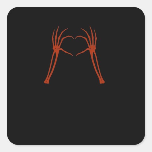 Skeleton Hands Heart Sign Kostuum Grappig Hallowee Vierkante Sticker (Voorkant)