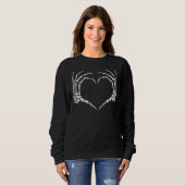 Skeleton Hands Heart Sign Retro Halloween Costume  Trui (Voorkant volledig)