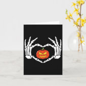 Skeleton Hands Heart Sign Retro Halloween Costuum Kaart (Gele Bloem)