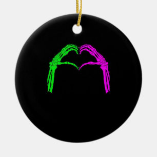 Skeleton Hands Heart Sign Retro Halloween Costuum Keramisch Ornament