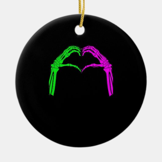 Skeleton Hands Heart Sign Retro Halloween Costuum Keramisch Ornament (Voorkant)