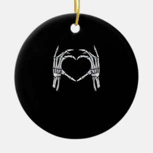 Skeleton Hands Heart Sign Retro Halloween Costuum Keramisch Ornament