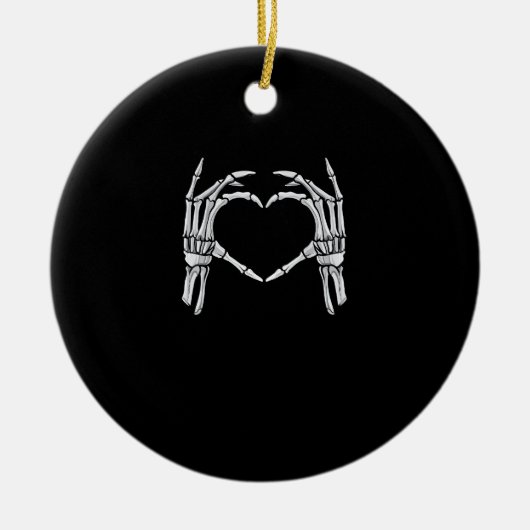 Skeleton Hands Heart Sign Retro Halloween Costuum Keramisch Ornament (Voorkant)