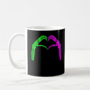 Skeleton Hands Heart Sign Retro Halloween Costuum Koffiemok