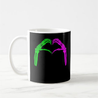 Skeleton Hands Heart Sign Retro Halloween Costuum Koffiemok