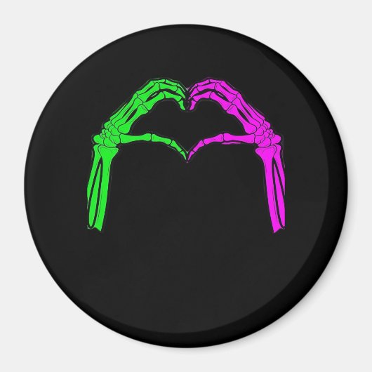 Skeleton Hands Heart Sign Retro Halloween Costuum Magneet (Voorkant)