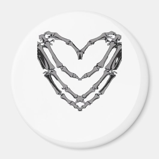 Skeleton Hands Heart Sign Retro Halloween Costuum Magneet (Voorkant)