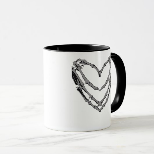 Skeleton Hands Heart Sign Retro Halloween Costuum Mok (Voorkant rechts)